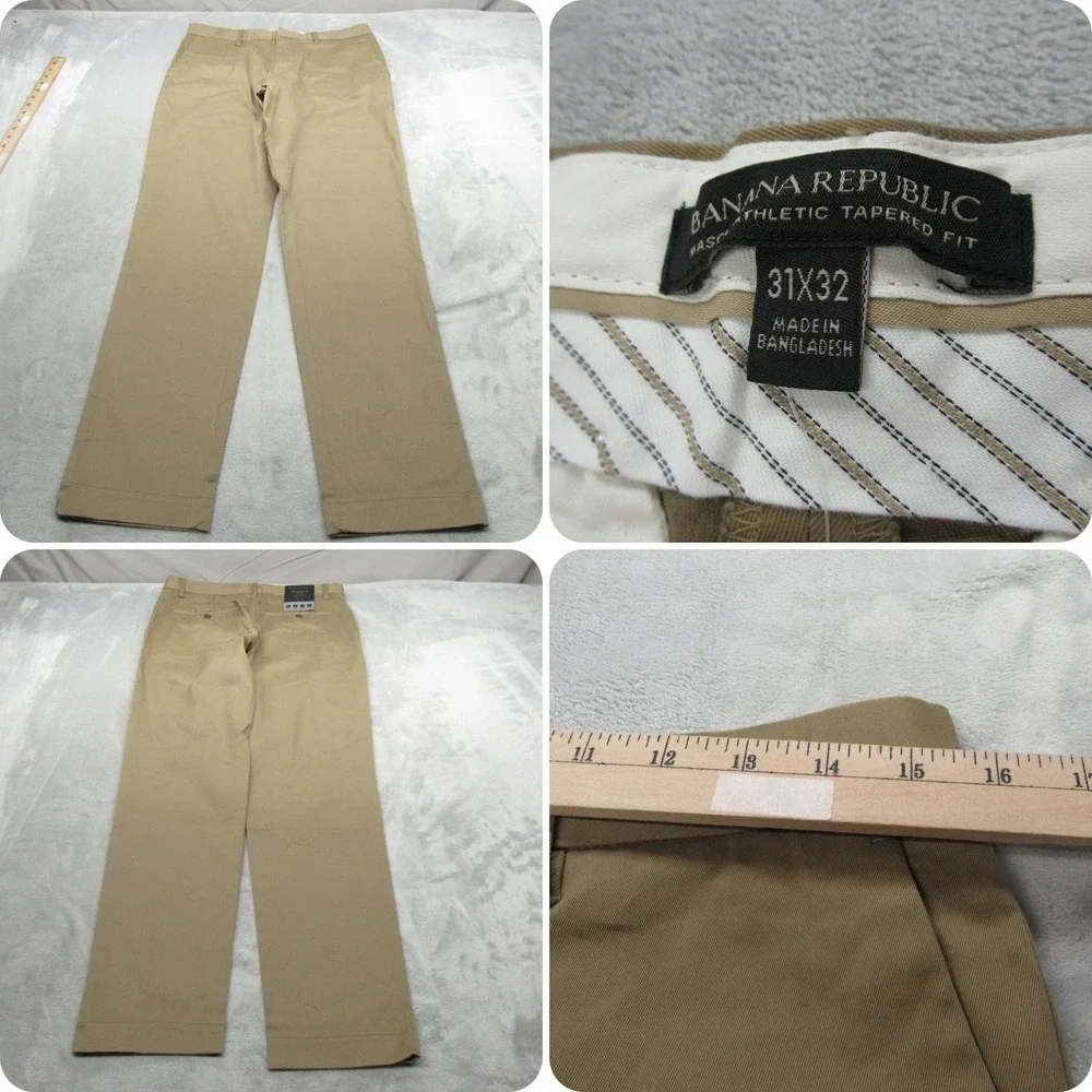 Banana Republic Pants Men 31x31 Beige Water Resistant Mason Athletic Tapered NWD